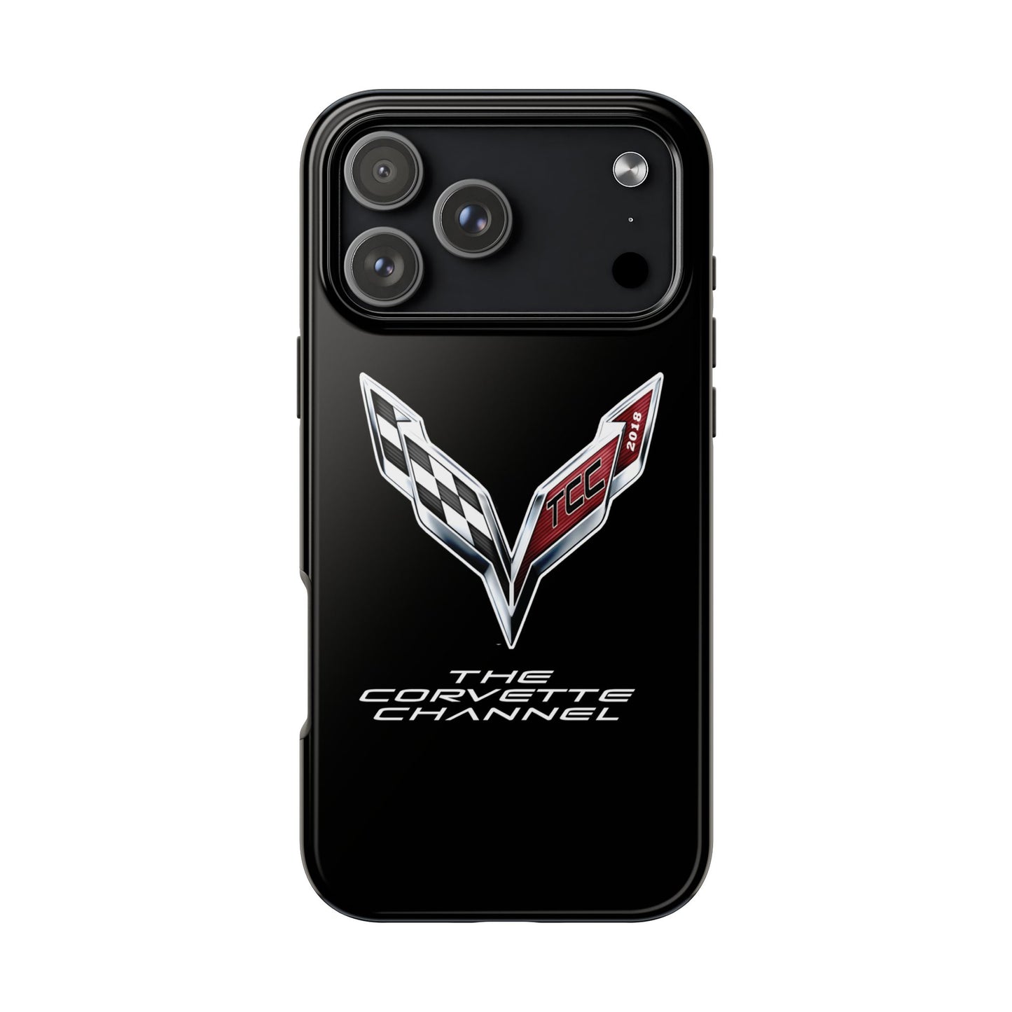 Corvette Channel Tough Phone Case — Black Racing Emblem Protective Cover
