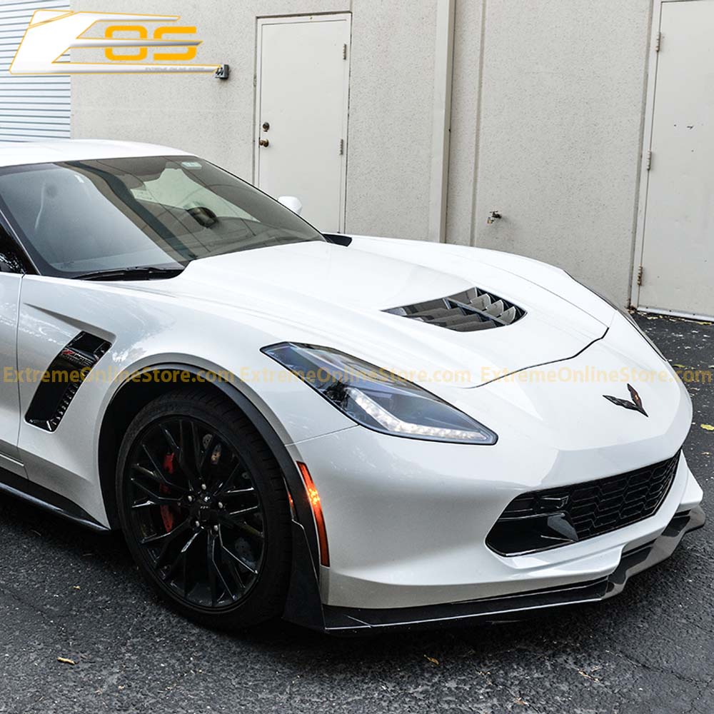 Corvette C7 Carbon Flash Front Splitter W/ Stage 3 Wickerbill Side Winglets - ExtremeOnlineStore