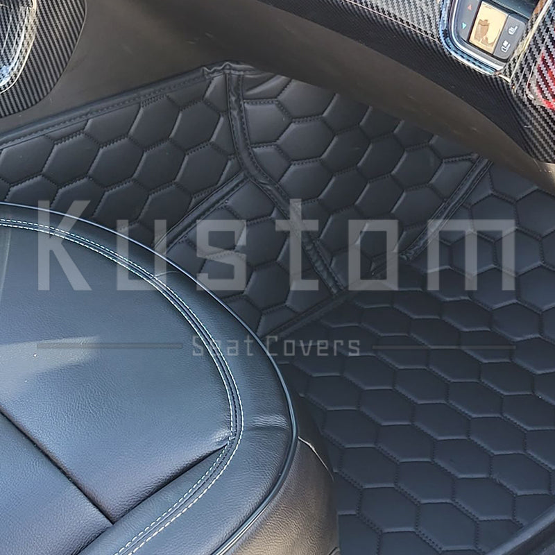 Corvette C7 Custom Premium Honeycomb Leather Floor Mat Liners