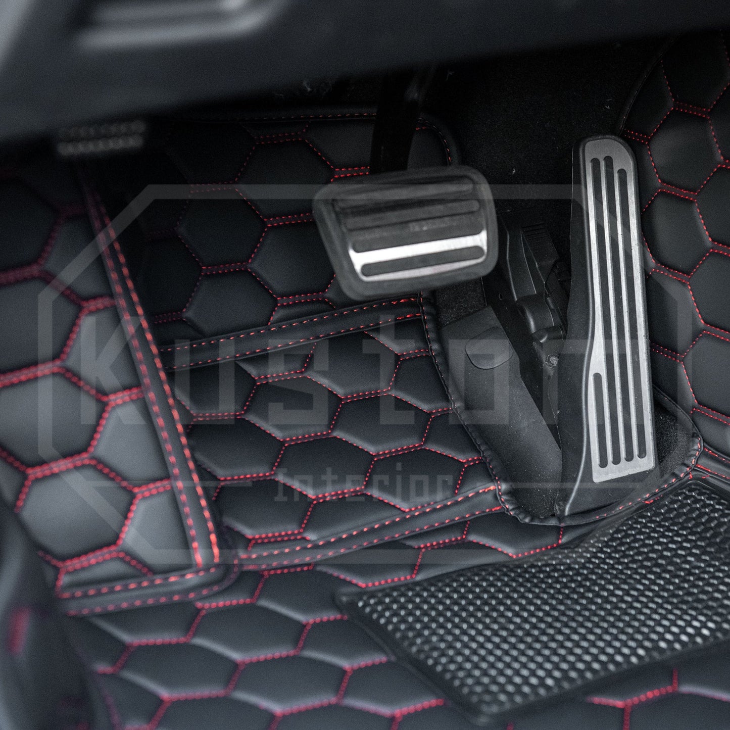 Corvette C8 Custom Honeycomb Leather Floor Mat Liners