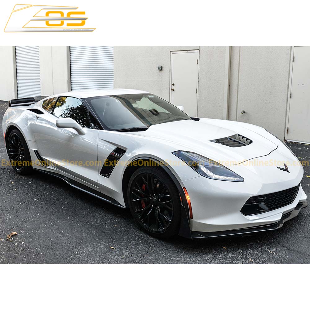 Corvette C7 Carbon Flash Front Splitter W/ Stage 3 Wickerbill Side Winglets - ExtremeOnlineStore