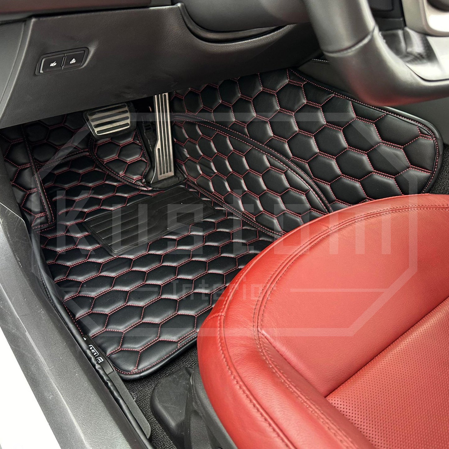 Corvette C7 Custom Premium Honeycomb Leather Floor Mat Liners