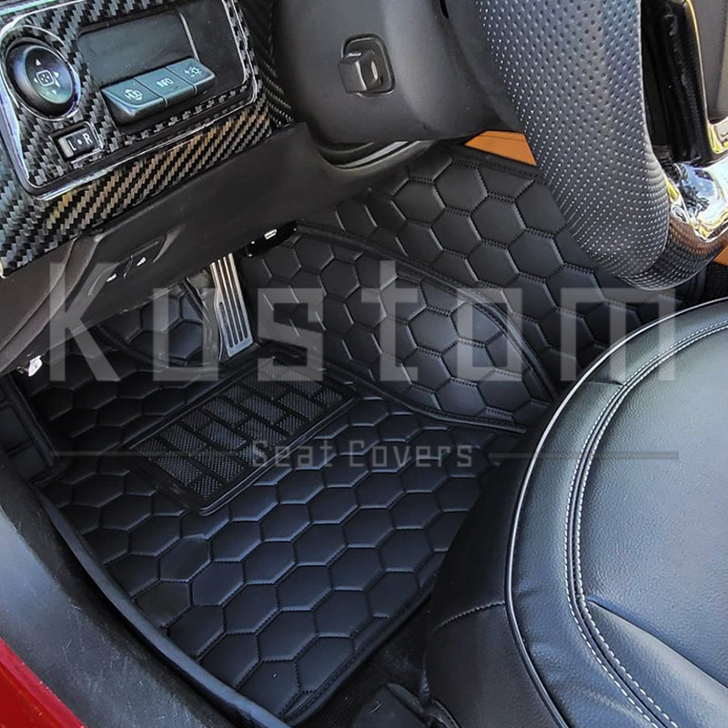 Corvette C7 Custom Premium Honeycomb Leather Floor Mat Liners