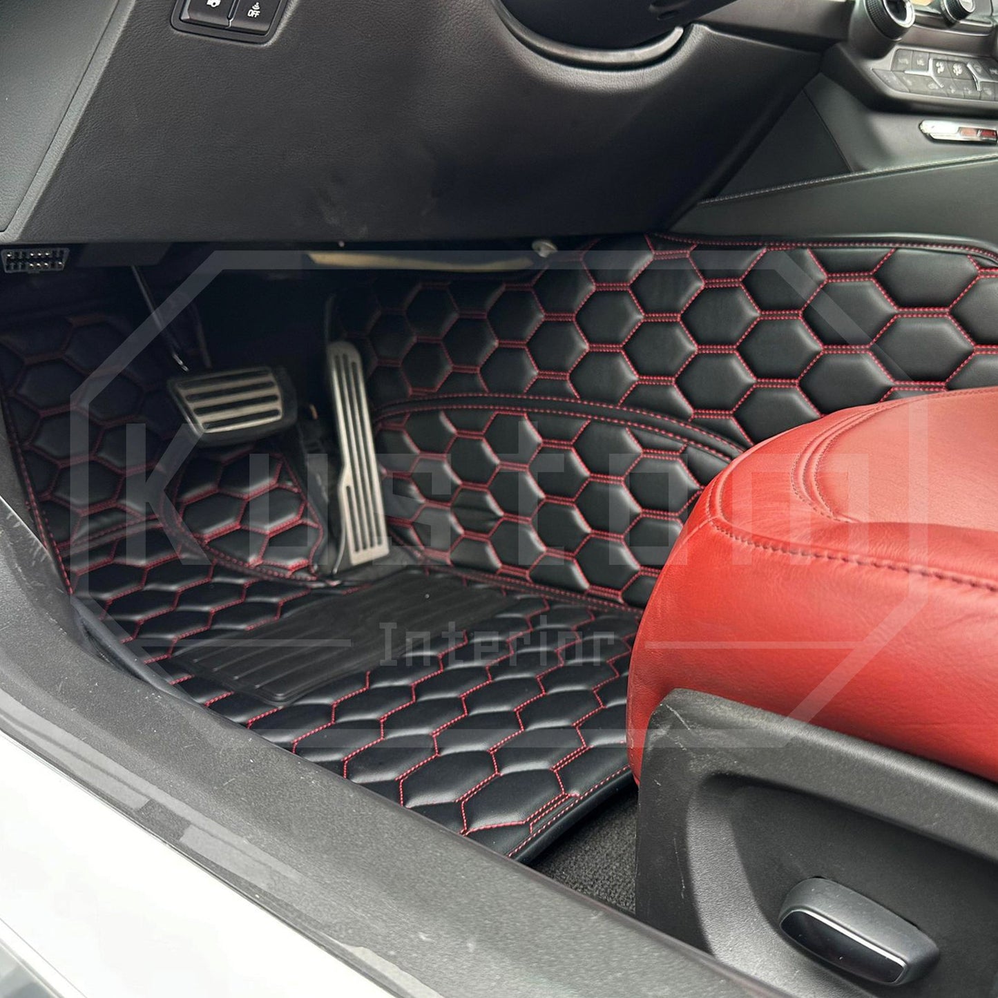 Corvette C7 Custom Premium Honeycomb Leather Floor Mat Liners