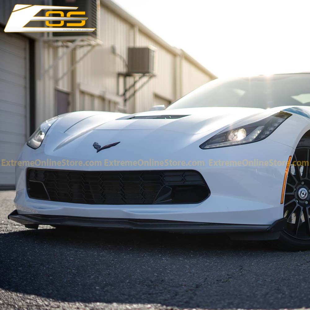 Corvette C7 Stage 2 Carbon Fiber Front Splitter Lip W/ Carbon Side Winglets - ExtremeOnlineStore