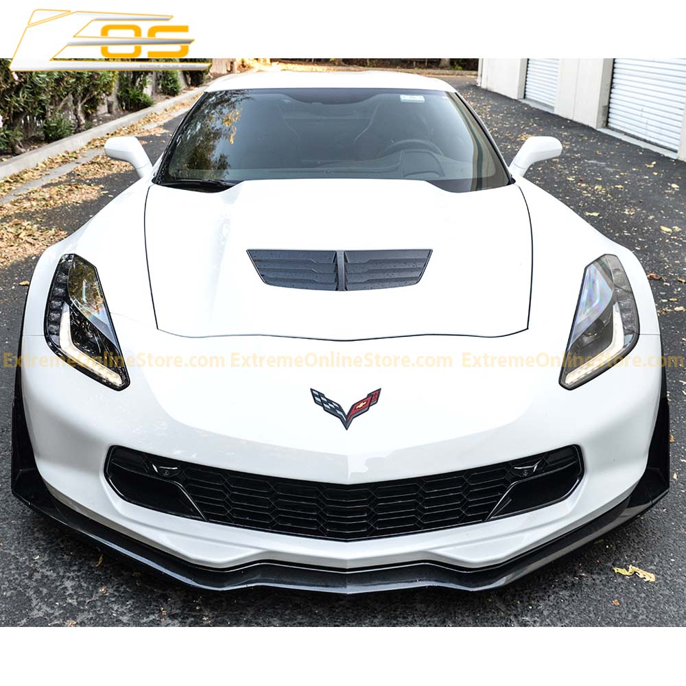 Corvette C7 Carbon Flash Front Splitter W/ Stage 3 Wickerbill Side Winglets - ExtremeOnlineStore