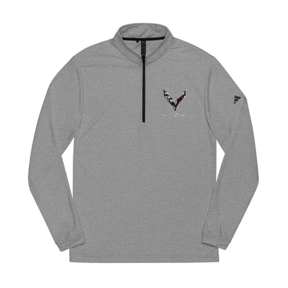 Adidas Quarter-Zip Pullover — Embroidered V-Logo Performance Top