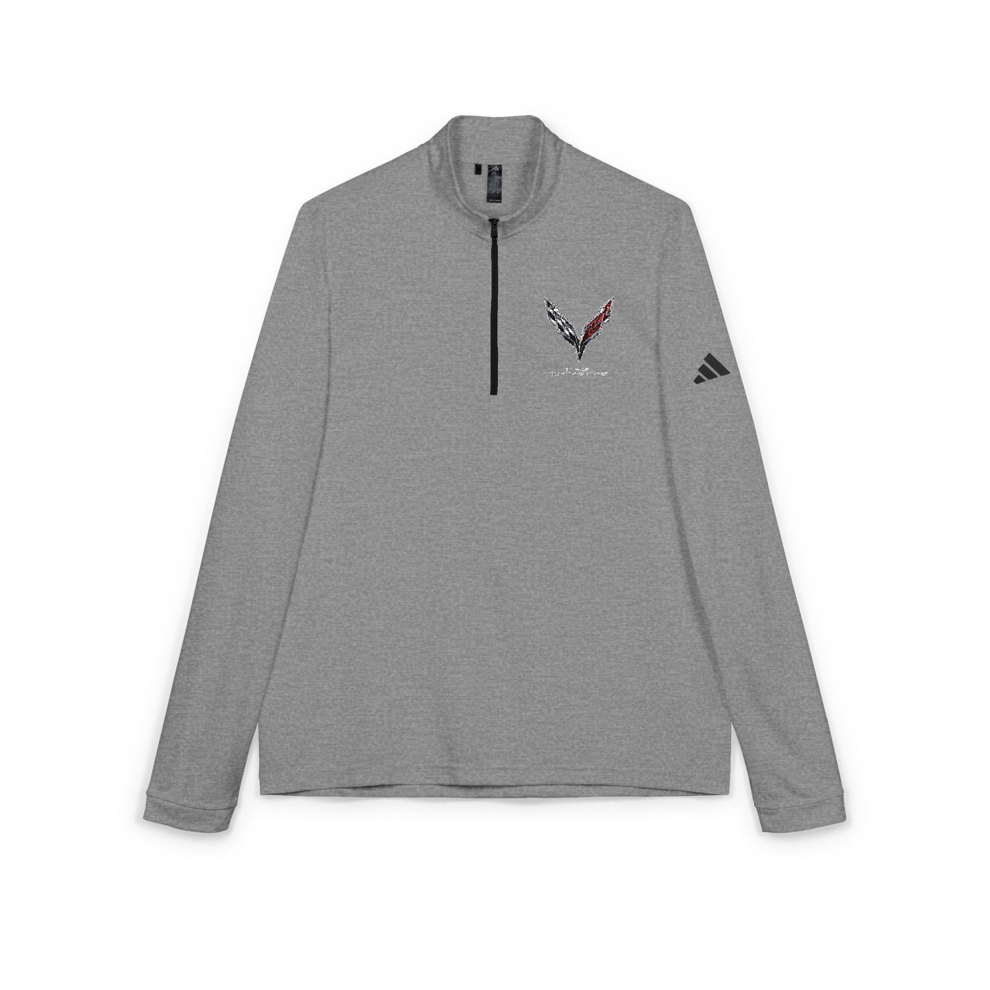 Adidas Quarter-Zip Pullover — Embroidered V-Logo Performance Top