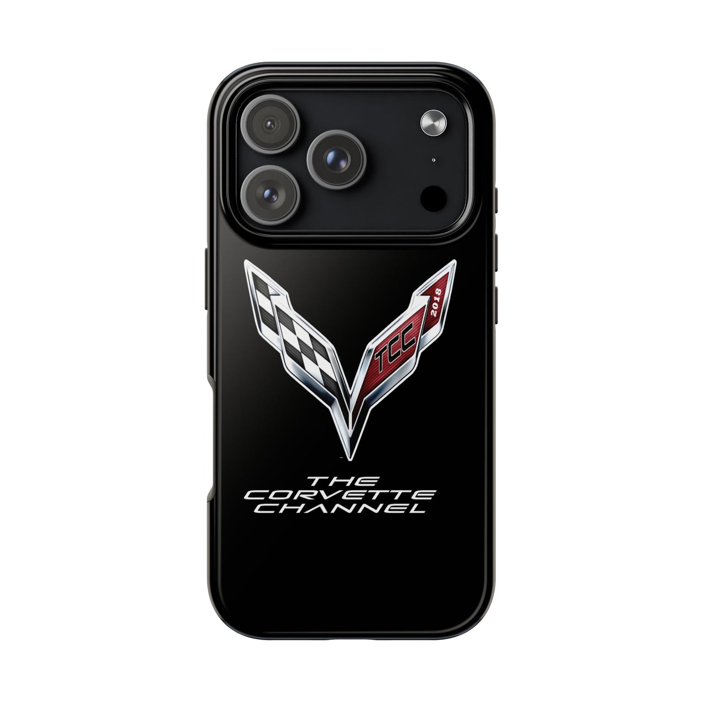Corvette Channel Tough Phone Case — Black Racing Emblem Protective Cover