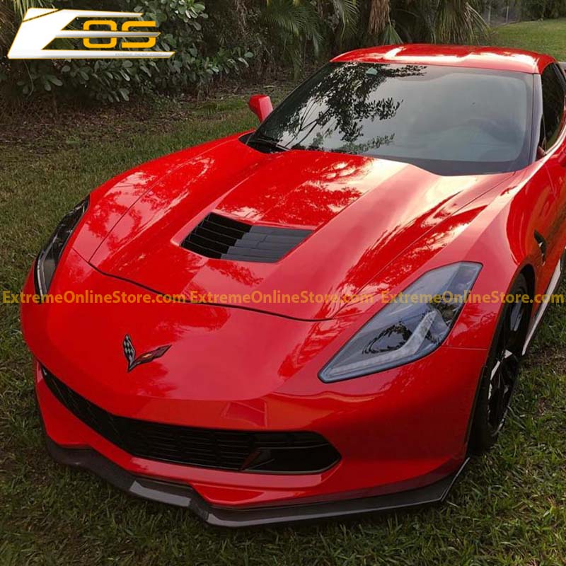 Corvette C7 Stage 2 Carbon Fiber Front Splitter Lip W/ Carbon Side Winglets - ExtremeOnlineStore