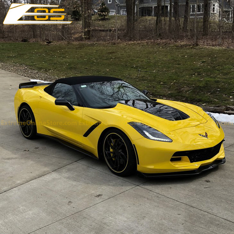 Corvette C7 Stage 2 Carbon Fiber Front Splitter Lip W/ Carbon Side Winglets - ExtremeOnlineStore