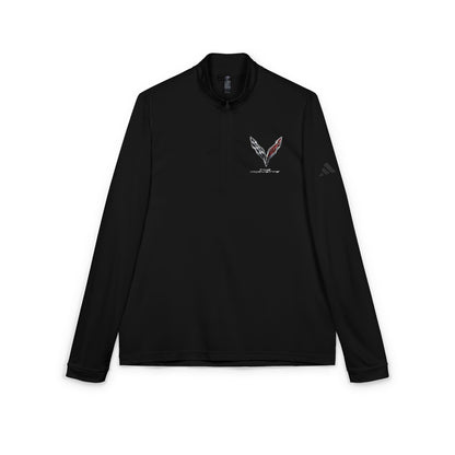 Adidas Quarter-Zip Pullover — Embroidered V-Logo Performance Top