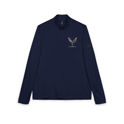 Adidas Quarter-Zip Pullover — Embroidered V-Logo Performance Top
