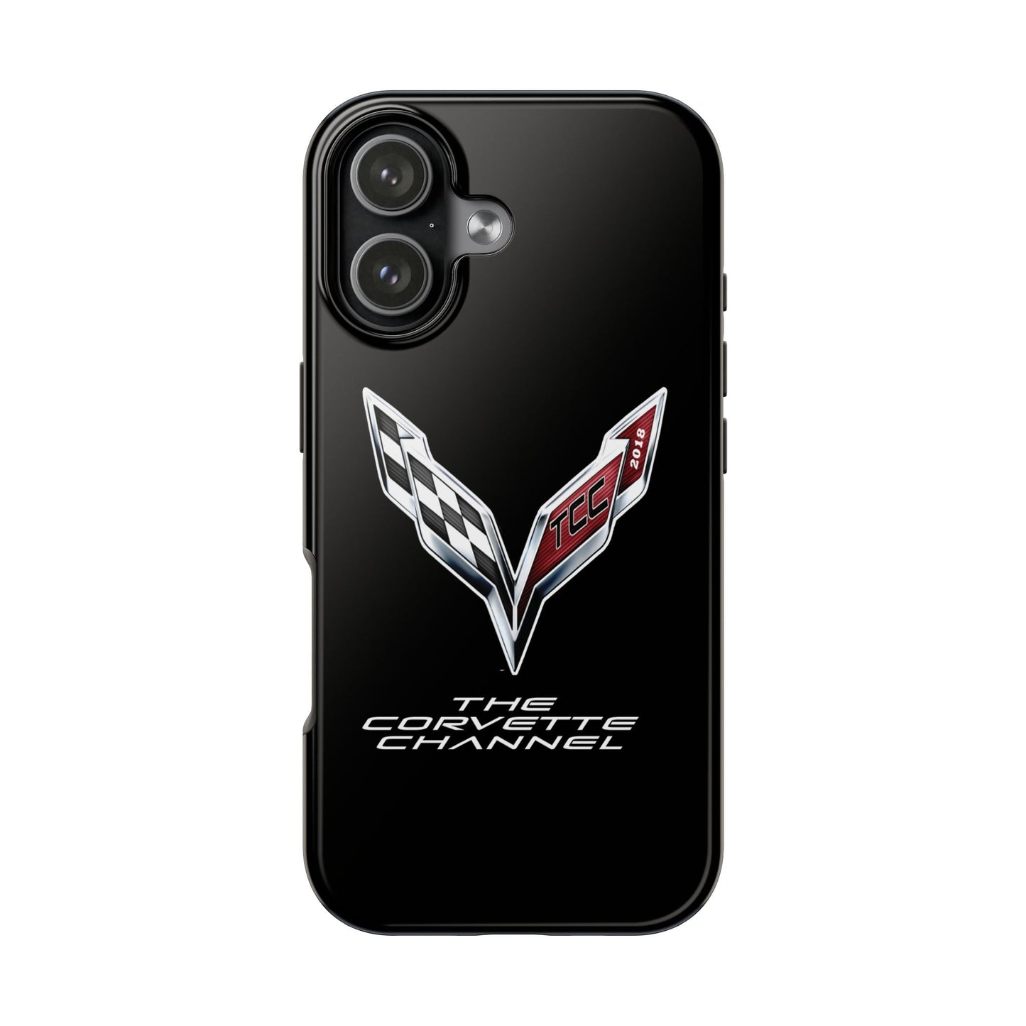 Corvette Channel Tough Phone Case — Black Racing Emblem Protective Cover