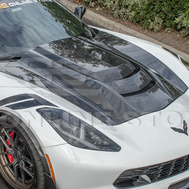 Corvette C7 Carbon Fiber Cowl Vented Extractor Hood