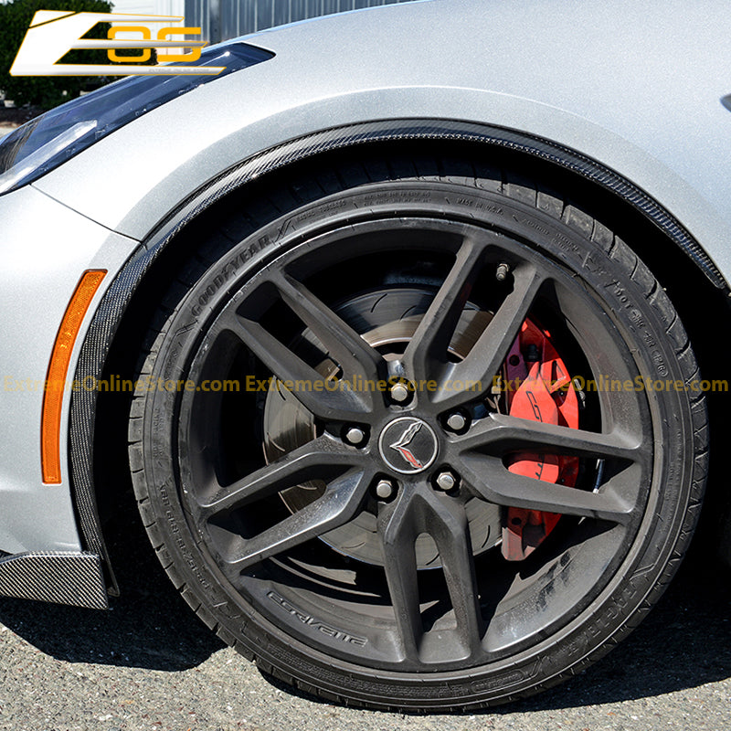 Corvette C7 Carbon Fiber Front Fender Flares Wheel Trim - ExtremeOnlineStore