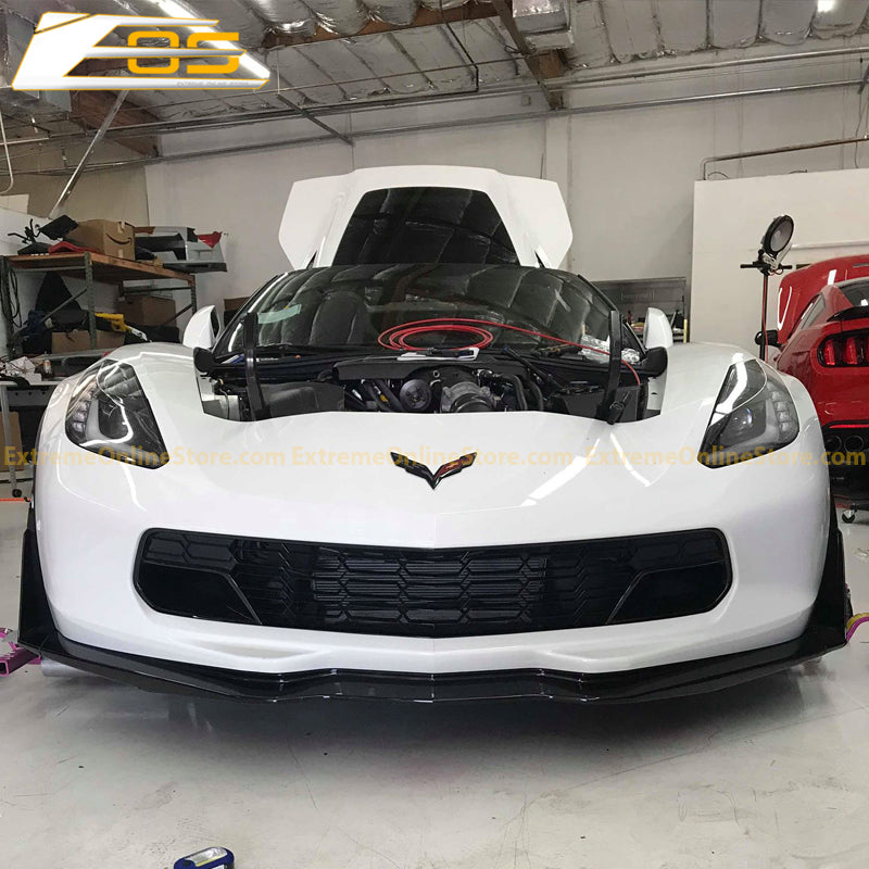 Corvette C7 Carbon Flash Front Splitter W/ Stage 3 Wickerbill Side Winglets - ExtremeOnlineStore