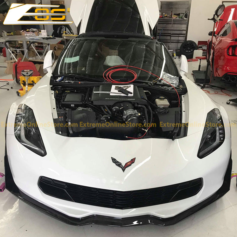 Corvette C7 Carbon Flash Front Splitter W/ Stage 3 Wickerbill Side Winglets - ExtremeOnlineStore