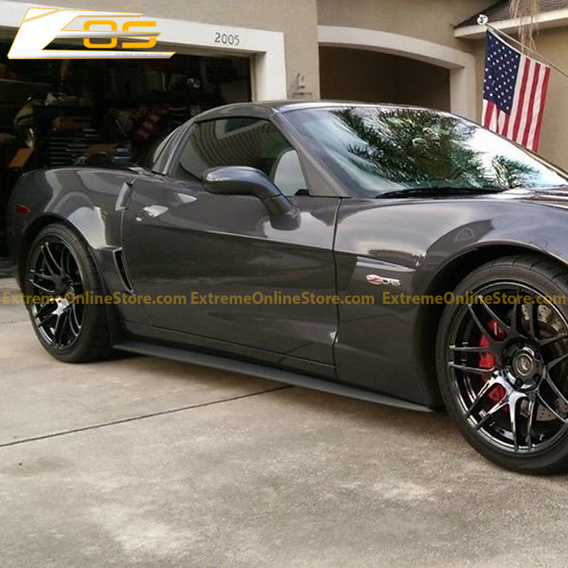 Corvette C6 Grand Sport / Z06 Primer Black Side Skirts Rocker Panels - ExtremeOnlineStore