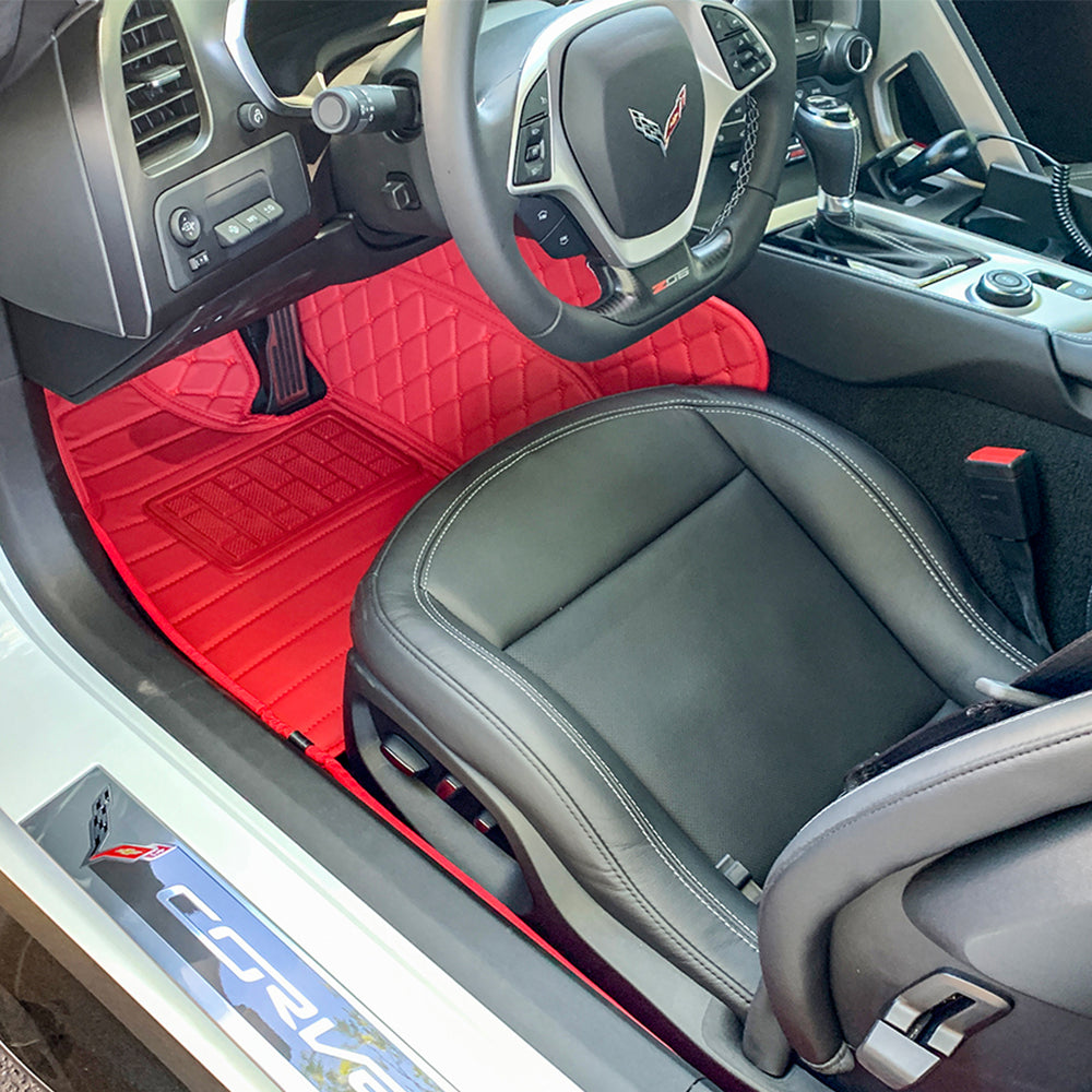 Corvette C7 Custom Premium Leather Interior Floor Mat Liners